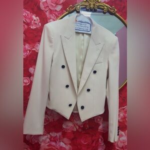 Dolce & Gabbana Cream Double-Breasted Tailored Blazer